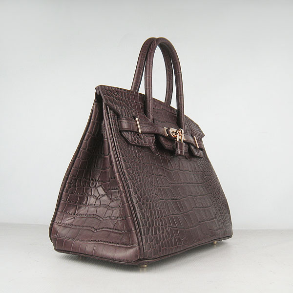 Replica Hermes Birkin 30cm Crocodile Veins Bag Dark Coffee 6088 On Sale - Click Image to Close